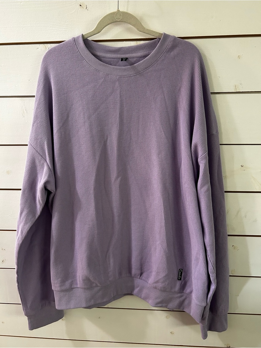 Comfrt Waffle Lounge Long Sleeve Crewneck Oversized Lavender Sweatshirt 3XL